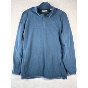 Tommy Bahama Fleece Pullover Men Size Large TALL Quarter Snap Pockets Mock Neck